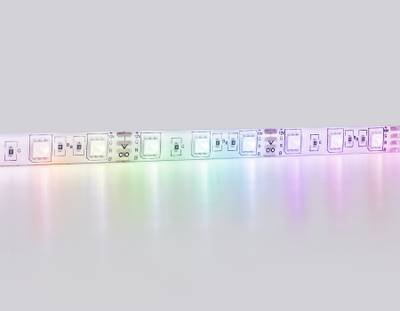 Комплект светодиодной ленты RGB 5m GS2502 5050 60Led/ 14.4W m/ 12V IP65 RGB/ 5000*10*2.87mm/ кратность резки 50mm (4 конт.) (адаптер, вилка, контроллер, пульт в комплекте)