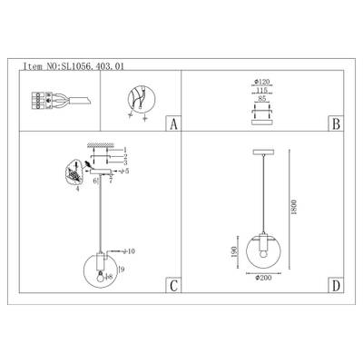 SL1056.403.01 Подвес ST-Luce Черный/Прозрачный E27 1*60W
