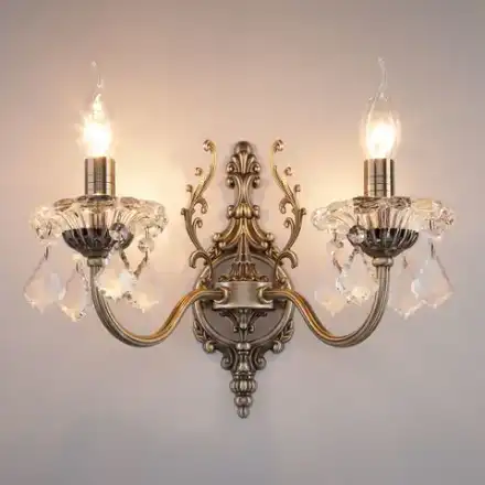 Бра с хрусталем 3281/2 античная бронза / прозрачный хрусталь, E14х2