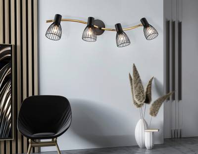 Светильник накладной TR8662/4 BK/GD черный/золото E14/4 max 60W 760*100*170