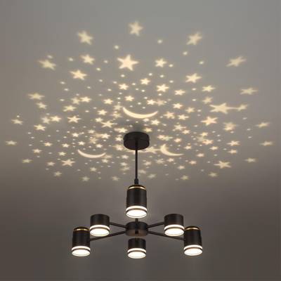 8234/6C COMFI LN25 черный, металл/акрил Люстра потолочная LED GX53 6*10W + LED-проектор 3*5W 2700К 220V VIRSAVA