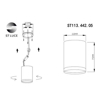 ST113.442.05 Светильник потолочный Черный LED 1*5W 4000K 390Lm Ra&gt;80 120° IP20 D68xH75 170-240V