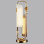 5467/10TL MODERN ODL_EX26 049 белый/коричневый/античная бронза/металл/стекло/декор металл Настольная лампа LED x 10W (5W*2) 3000K LION