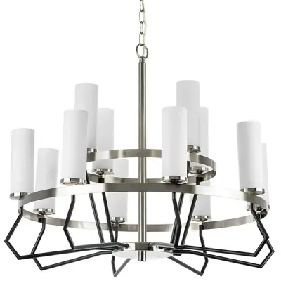 723125 Люстра FLUME 12х40W E14 ЧЕРНЫЙ МАТОВЫЙ/НИКЕЛЬ Lightstar