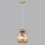 5042/1A PENDANT ODL24 445 античн.бронза/янтарный/металл/стекло/эко.кожа Подвес E27 1*60W JUGI