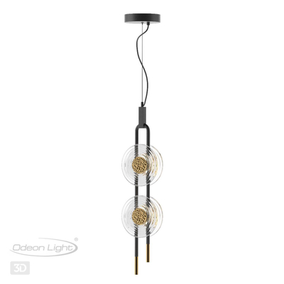 5407/23L MODERN ODL_EX24 101 черный/золотой/металл/стекло Подвес LED 23W 3000K 1940Лм MAGNET