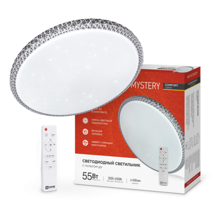 Светильник светодиодный COMFORT MYSTERY 55Вт 3000-6500К 4400лм 230В 400х70мм с пультом ДУ IN HOME 4690612034904