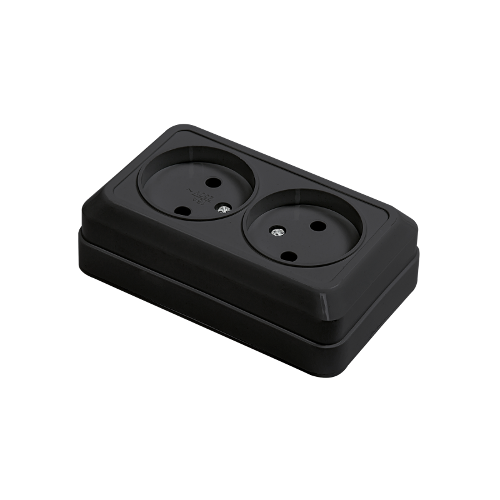 Розетка 2-м BOLLETO накладная 7102B черн. IN HOME 4690612061054