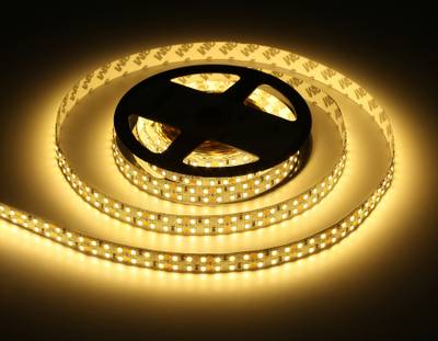 Светодиодная лента двухрядная GS1701 2835 240Led/ 24W m/ 12V IP20 3000K/ 5000*10*1.2mm/ кратность резки 25mm (2 конт.)