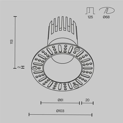 Встраиваемый светильник Dip Hight+ 3000K 15Вт 50° DL122-15W-3K-TRS-W. TM Maytoni
