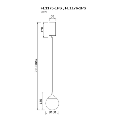 Подвесной светильник Perfectio Chrome FL1176-1PS, LED