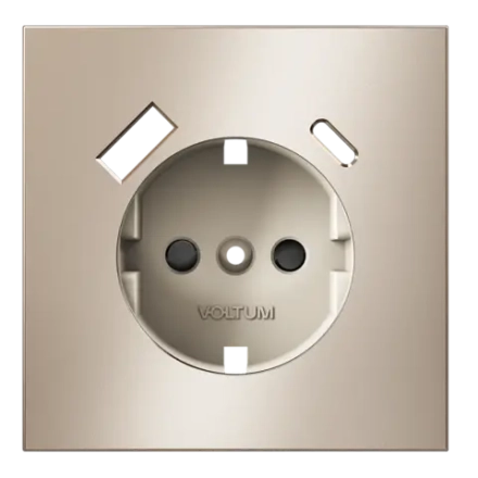 VLSM001010 Накладка для розетки с заземлением и защитными шторками, с USB A+C, S70 Metal (платина). (ТМ Maytoni)