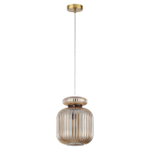 5042/1A PENDANT ODL24 373 античн.бронза/янтарный/металл/стекло/эко.кожа Подвес E27 1*60W JUGI
