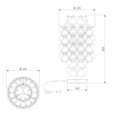 Настольный светильник с фигурным стеклом 1_380, E14х1