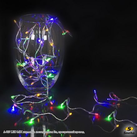 A-019 LED MIX гирлянда светодиодная 5м, прозрачный провод