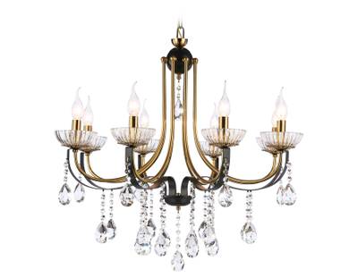 Подвесная люстра с хрусталем TR4953/8 BK/GD/CL черный/золото/прозрачный E14*8 max 40W D740*735