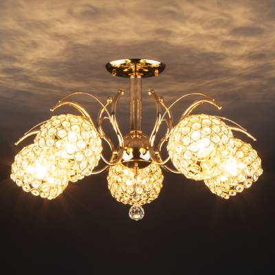 Потолочная люстра с плафонами 7777/5 золото