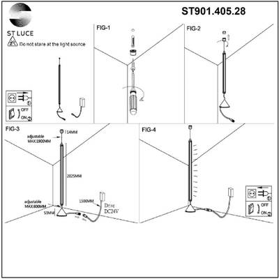 ST901.405.28 Светильник напольный ST-Luce Черный LED 1*28W 4000K