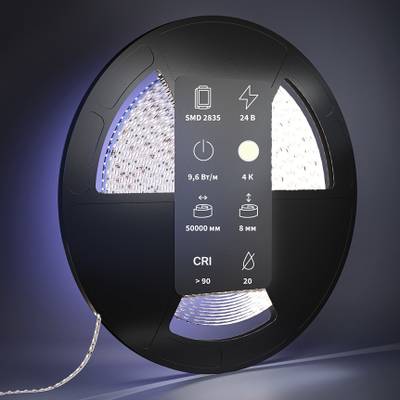 Светодиодная лента Ultra 24В 2835 9,6Вт/м 4000К 50м IP 20 201048. TM Maytoni