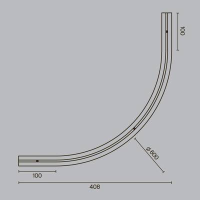 Коннектор радиусный D600 встраиваемый под ГКЛ 9,5мм Levity черный, TRA184-R600-12B. TM Maytoni