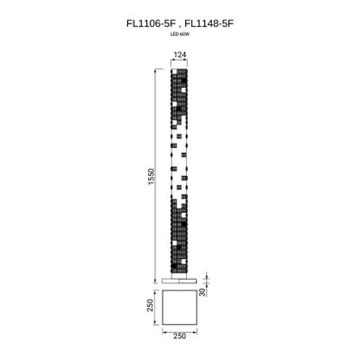 Торшер Elegance Gold FL1106-5F, LED