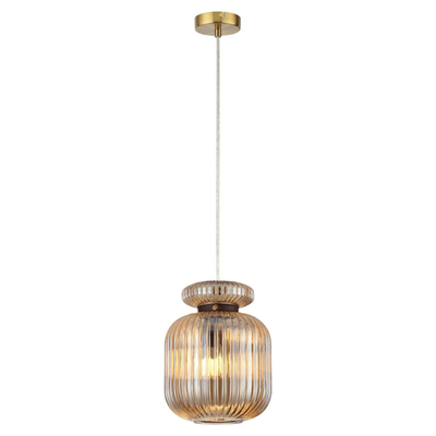 5042/1A PENDANT ODL24 373 античн.бронза/янтарный/металл/стекло/эко.кожа Подвес E27 1*60W JUGI