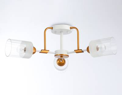 Светильник подвесной TR303321/3 WH/GD/CL/FR белый/золото/прозрачный/белый матовый E27*3 max 60W D620*210