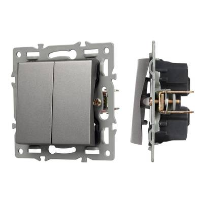 Механизм выключателя двухклавишный непроходной SWT-MK02-PL-GR (250V, 16A) (Arlight, -)