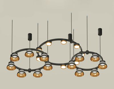 Комплект подвесного светильника с акрилом XR92092000/22 SBK/PYG/CL черный песок/золото желтое полированное/прозрачный GX53 (A9209, C9242, C9238, C9232, N8124, N8145)