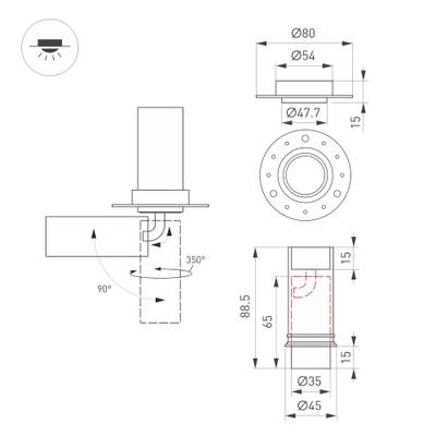 Светильник SP-NUANCE-TRIMLESS-PULL-R35-7W Day4000 (BK, 36 deg, 230V) (Arlight, IP40 Металл, 5 лет)