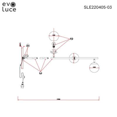 SLE220405-03 Торшер Черный, Латунь/Белый E27 3*60W