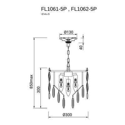 Люстра подвесная The Empress Gold FL1061-5P, E14х5