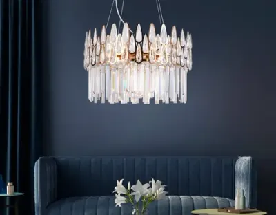 Подвесная хрустальная люстра TR5263/8 GD/CL золото/прозрачный E14/8 max 40W D500*700