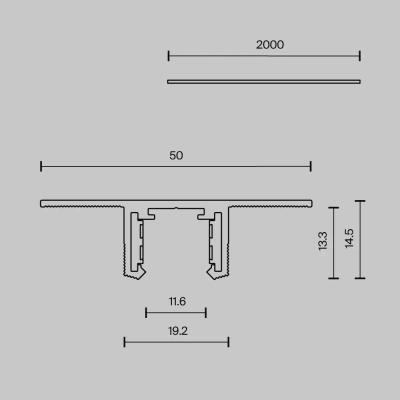 Шинопровод 2м Exility X встраиваемый под ГКЛ 12,5мм, черный, TRX239-422.12B. TM Maytoni