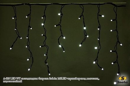 A-020 LED WT светодиодная "бахрома" 3x0.6м 140LED черный провод влагозащ., морозостойкий