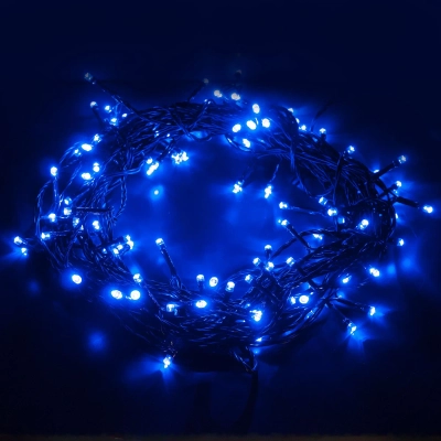 Новогодняя гирлянда нить голубой 10м IP20 400-002 голубой, LED