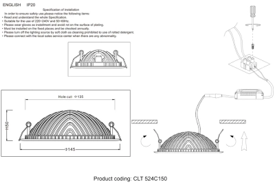 Светильник встраиваемый Crystal Lux CLT 524C150 WH 1400/184