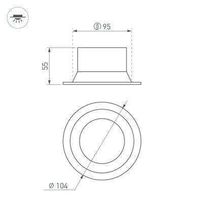 Светильник MS-BREEZE-BUILT-R104-12W Warm3000 (WH, 90 deg, 230V) (Arlight, IP20 Металл, 3 года)