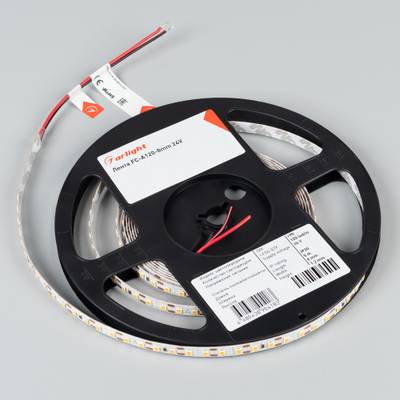 Лента FC-A120-8mm 24V Warm3000-CX1 (5 W/m, IP20, 5m) (Arlight, резка 1 светодиод)