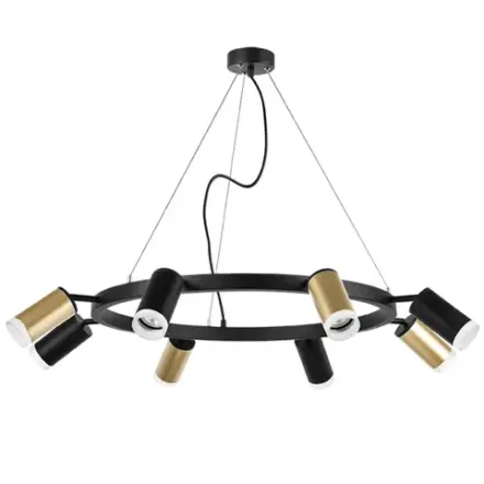 LR0184043740 Люстра RULLO 8х50W GU10 ЧЕРНЫЙ/ЗОЛОТО (571018+214440-4+214437-4+202430-8)