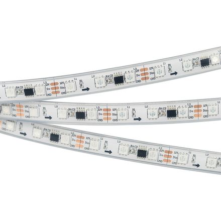 Светодиодная лента герметичная SPI-P-B60-12mm 12V RGB-PX3 (14.4W/m, IP66, 5060, 5m) (Arlight, бегущий огонь)
