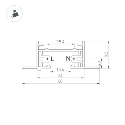 Трек LGD-2TR-TRACK-F-2000-WH-M (C) (Arlight, IP20 Металл, 3 года)