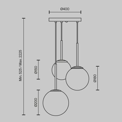 Подвесной светильник Basic form E14х3, MOD321PL-03G1. TM Maytoni