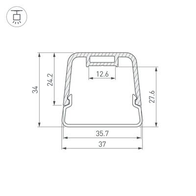Профиль с экраном LINE-D-3734-2000 TETRA BLACK+OPAL (Arlight, Алюминий)