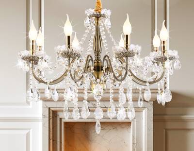 Подвесная люстра с хрусталем TR4950/8 SB/CL бронза/прозрачный E14/8 max 40W D620*585