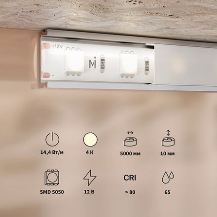 Светодиодная лента Base 12В 5050 14,4Вт/м 4000K 5м IP 65 201187. TM Maytoni