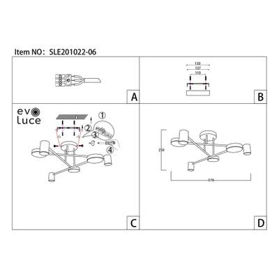SLE201022-06 Светильник потолочный Золотистый/Золотистый LED 6*7W 4000K