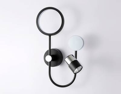 Настенный светодиодный светильник со сменной лампой FL51601/3 BK/CH черный/хром 11W 4200K+GU10 424*275*100