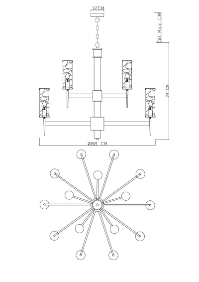 Подвесная люстра Divinare SHAM 4505/17 LM-15, 15хE14