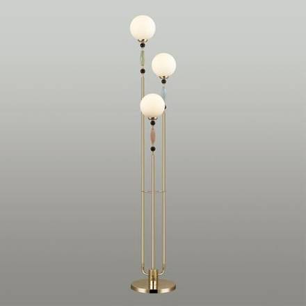 5405/3F MODERN ODL_EX24 179 золотой/корич./голубой/зеленый/белый матов./металл/керамика/стекло Торшер E14 3*40W PALLE